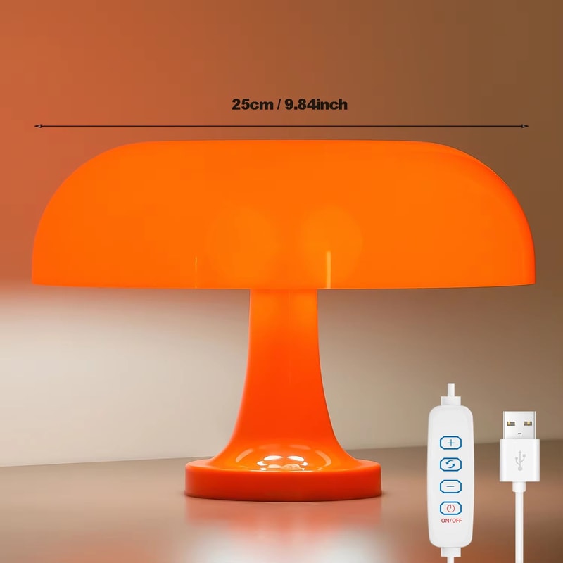 Minimalist Modern Orange Mushroom Table Lamp Danish Designer Style 15