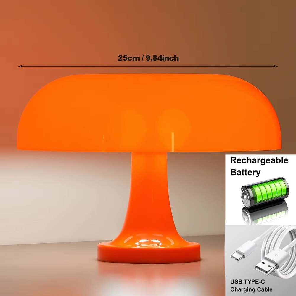 Minimalist Modern Orange Mushroom Table Lamp Danish Designer Style 16