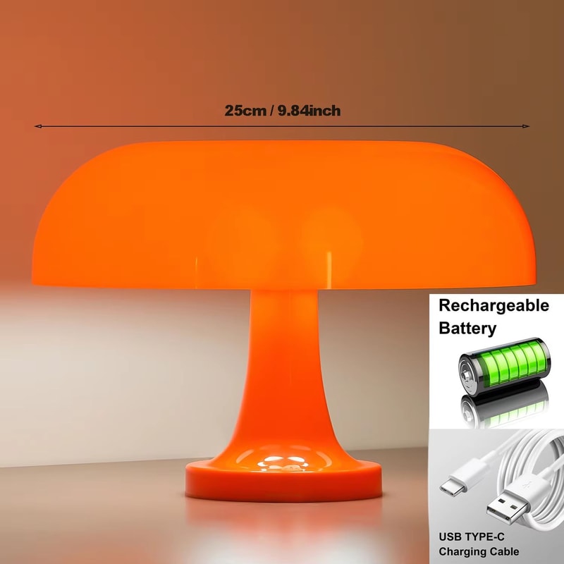 Minimalist Modern Orange Mushroom Table Lamp Danish Designer Style 16