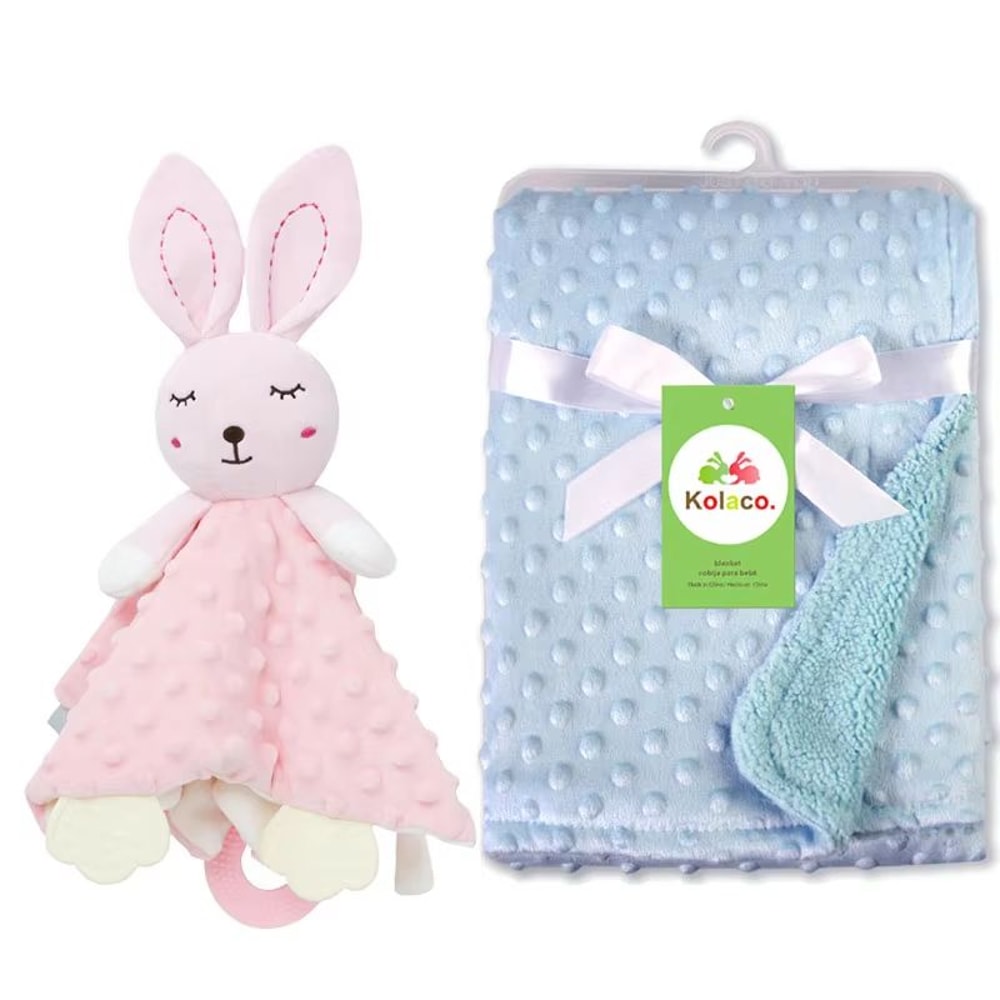 Personalized Newborn Baby Blanket Custom Name Stroller Sleeping Animal Security Towel Gift Set 8