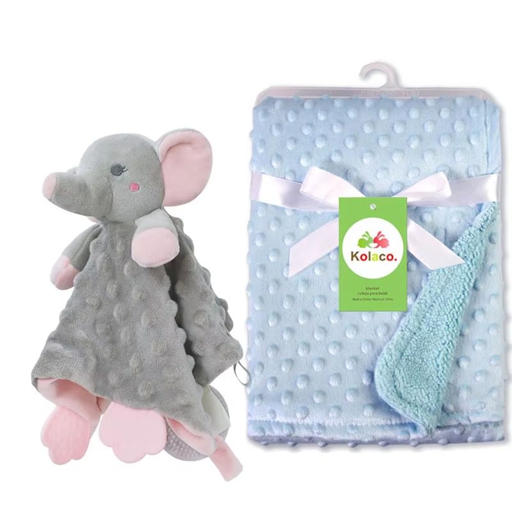 Personalized Newborn Baby Blanket Custom Name Stroller Sleeping Animal Security Towel Gift Set 9