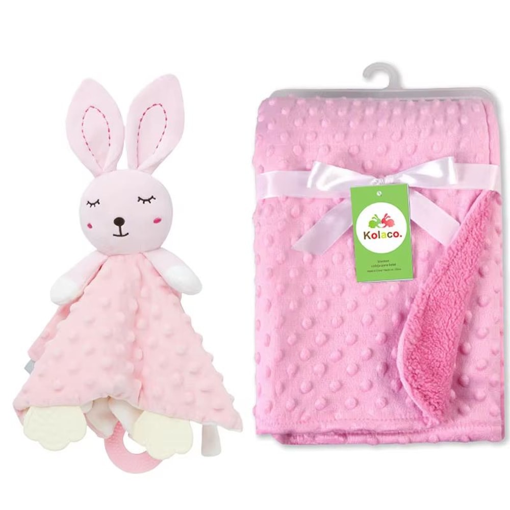 Personalized Newborn Baby Blanket Custom Name Stroller Sleeping Animal Security Towel Gift Set 13