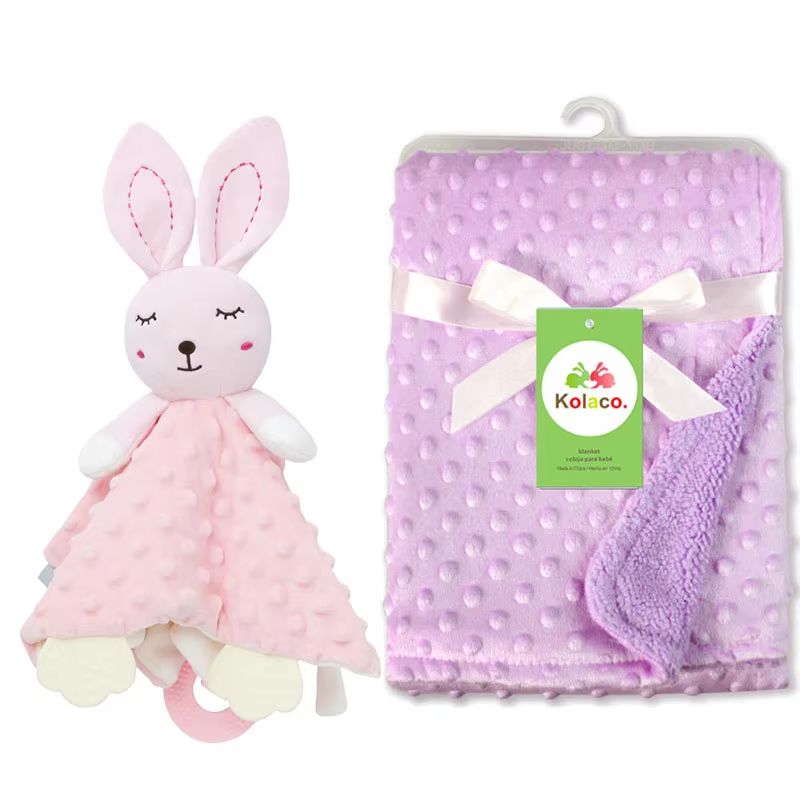 Personalized Newborn Baby Blanket Custom Name Stroller Sleeping Animal Security Towel Gift Set 17