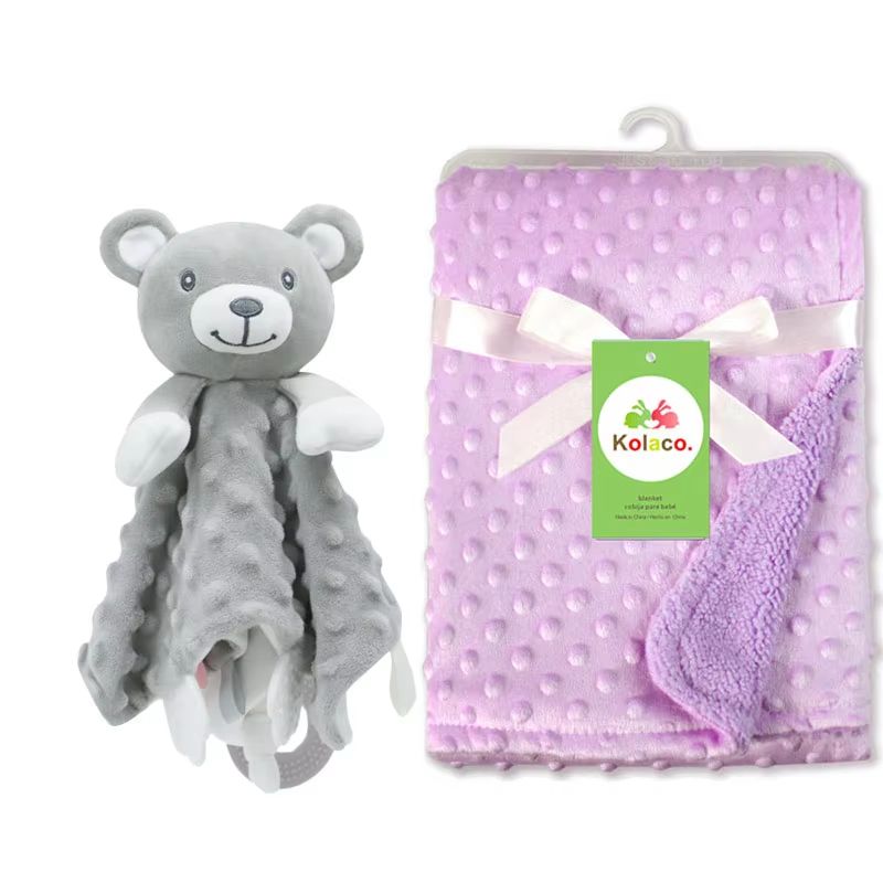 Personalized Newborn Baby Blanket Custom Name Stroller Sleeping Animal Security Towel Gift Set 23