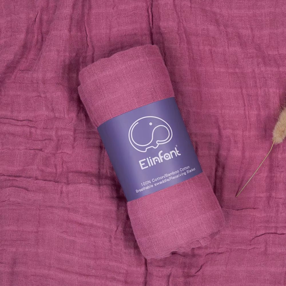 Elinfant 2 Layer Cotton Muslin Swaddle Blanket 4724x4331in Newborn Bath Towel Wrap 13