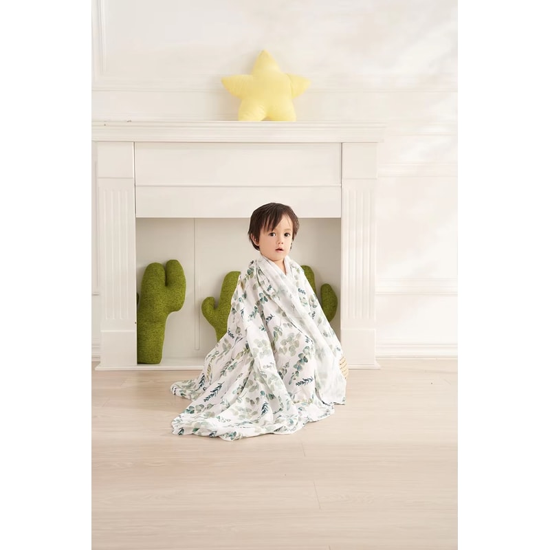 Elinfant 2 Layer Cotton Muslin Swaddle Blanket 4724x4331in Newborn Bath Towel Wrap 3