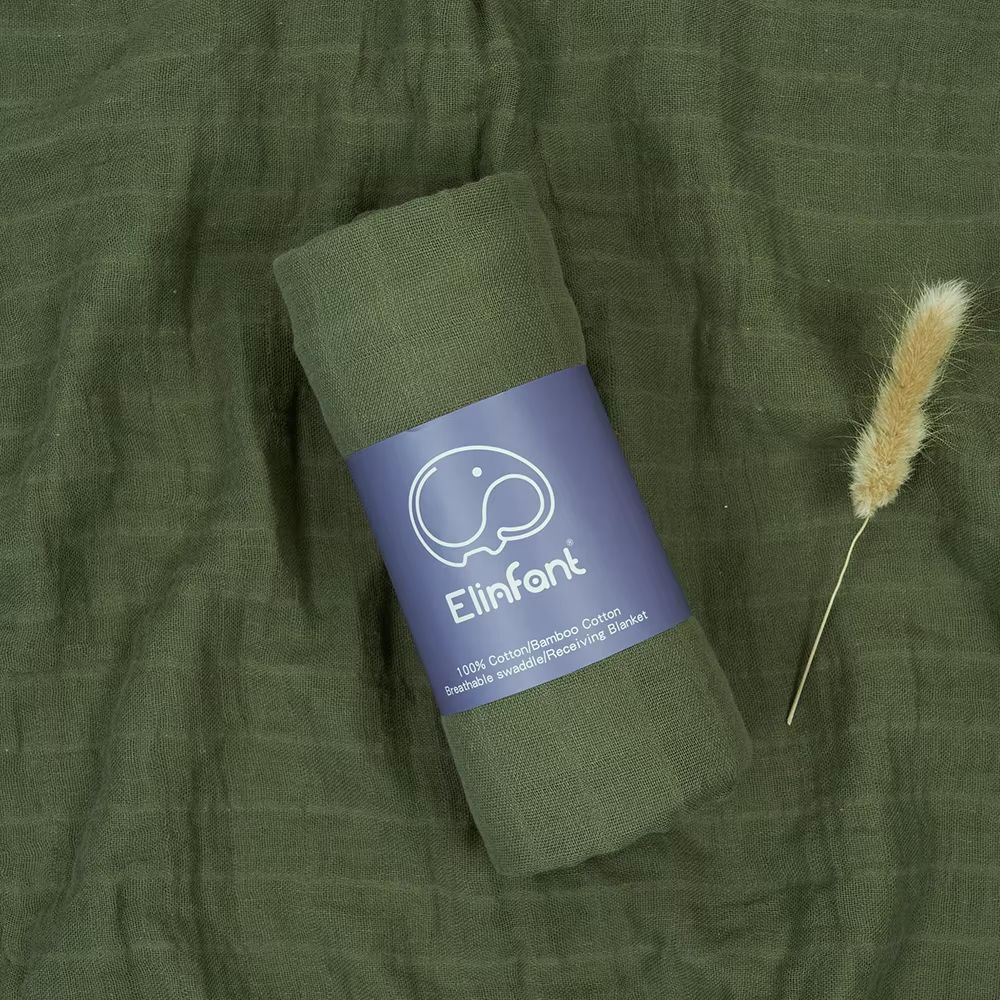Elinfant 2 Layer Cotton Muslin Swaddle Blanket 4724x4331in Newborn Bath Towel Wrap 6