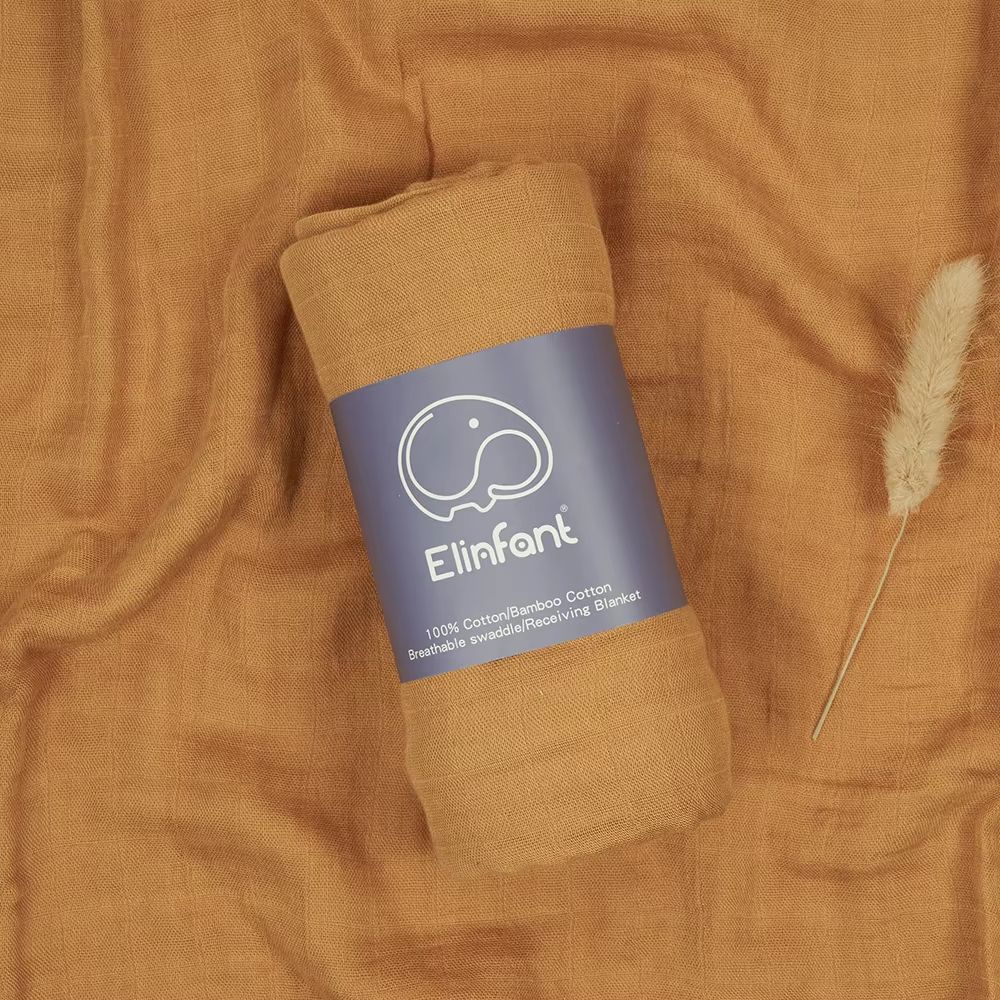 Elinfant 2 Layer Cotton Muslin Swaddle Blanket 4724x4331in Newborn Bath Towel Wrap 15
