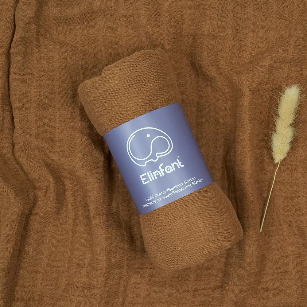 Elinfant 2 Layer Cotton Muslin Swaddle Blanket 4724x4331in Newborn Bath Towel Wrap 17