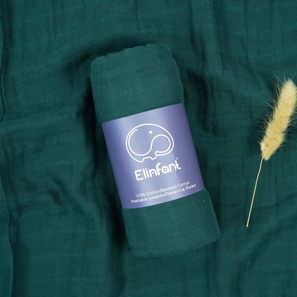 Elinfant 2 Layer Cotton Muslin Swaddle Blanket 4724x4331in Newborn Bath Towel Wrap 18