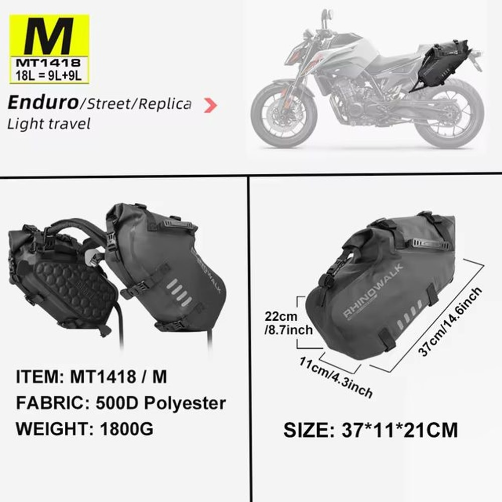Rhinowalk Waterproof Motorcycle Saddle Bags 2 Piece Universal Side Pannier Set 476gal 740gal 1268ga 6