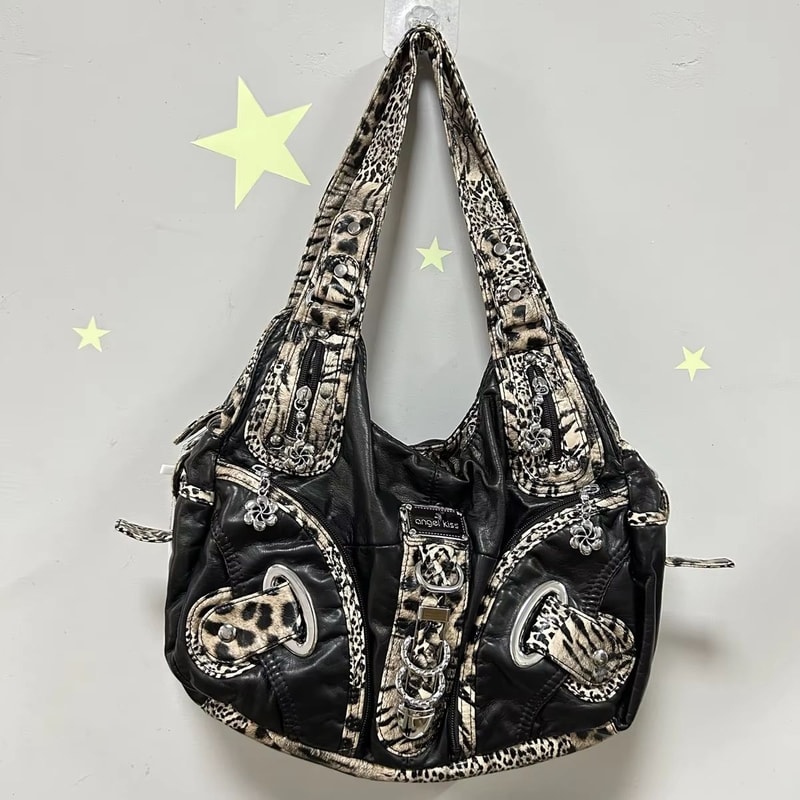 Angelkiss Leopard Print Womens Shoulder Bag TopHandle Satchel Large Tote Purse 9