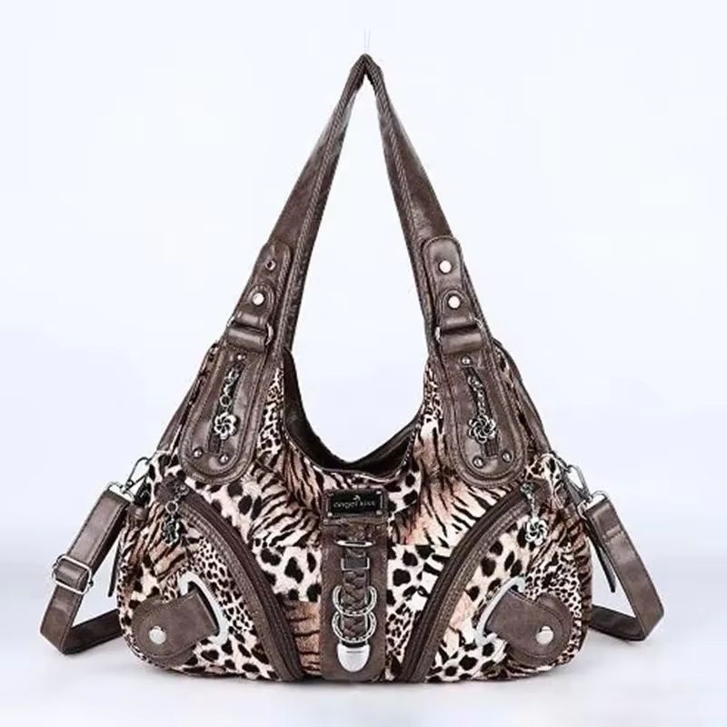 Angelkiss Leopard Print Womens Shoulder Bag TopHandle Satchel Large Tote Purse 7