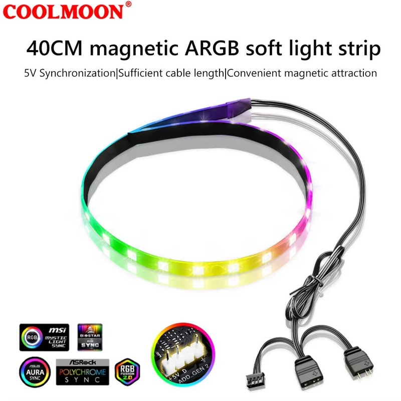 5V ARGB Flexible Motherboard Light Bar 26 LED Silicone Strip 3 Pin 4 Pin Sync Ready 6