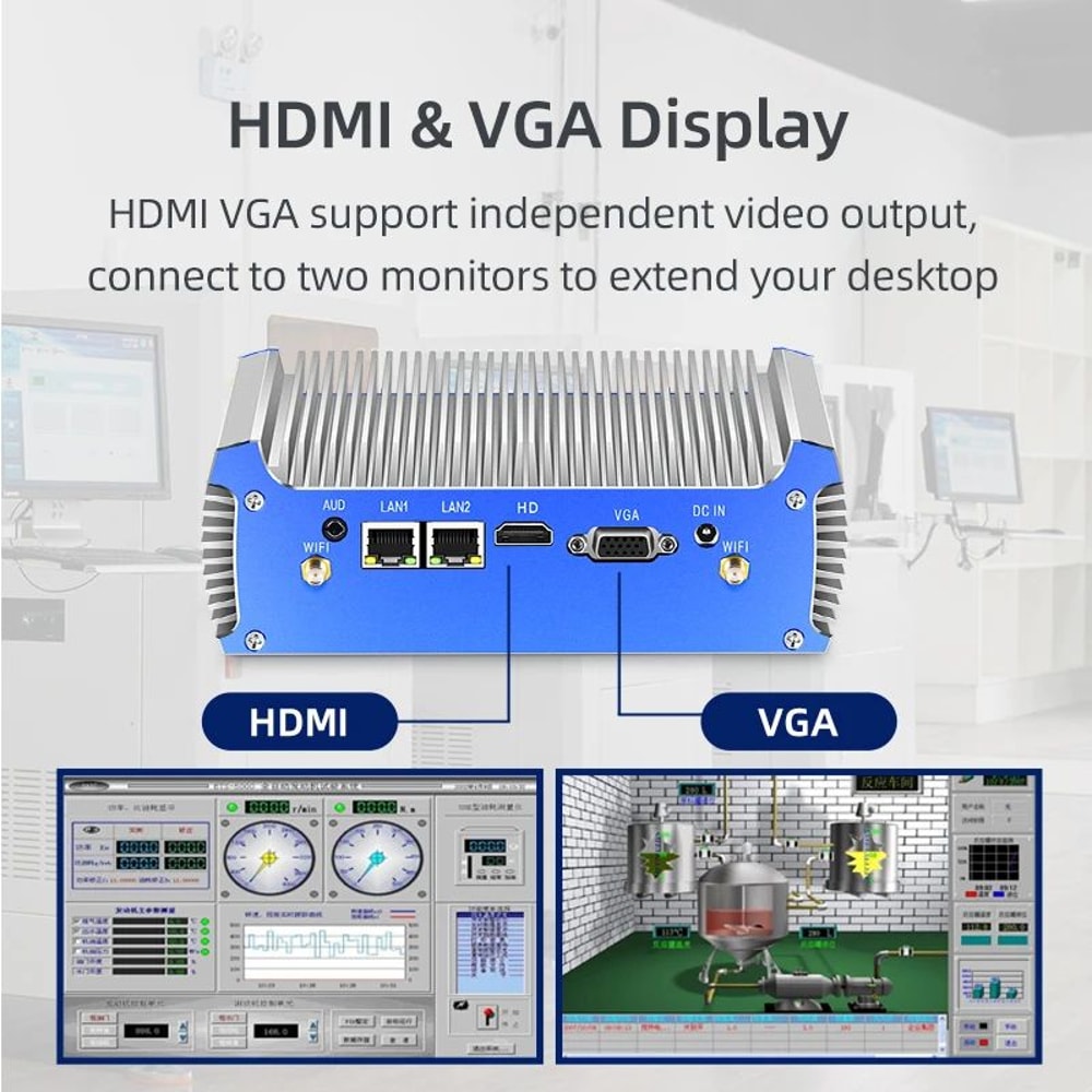 XCY Fanless Industrial Mini PC Intel Core I74500U Dual LAN Dual RS232 WiFi Windows Linux 4