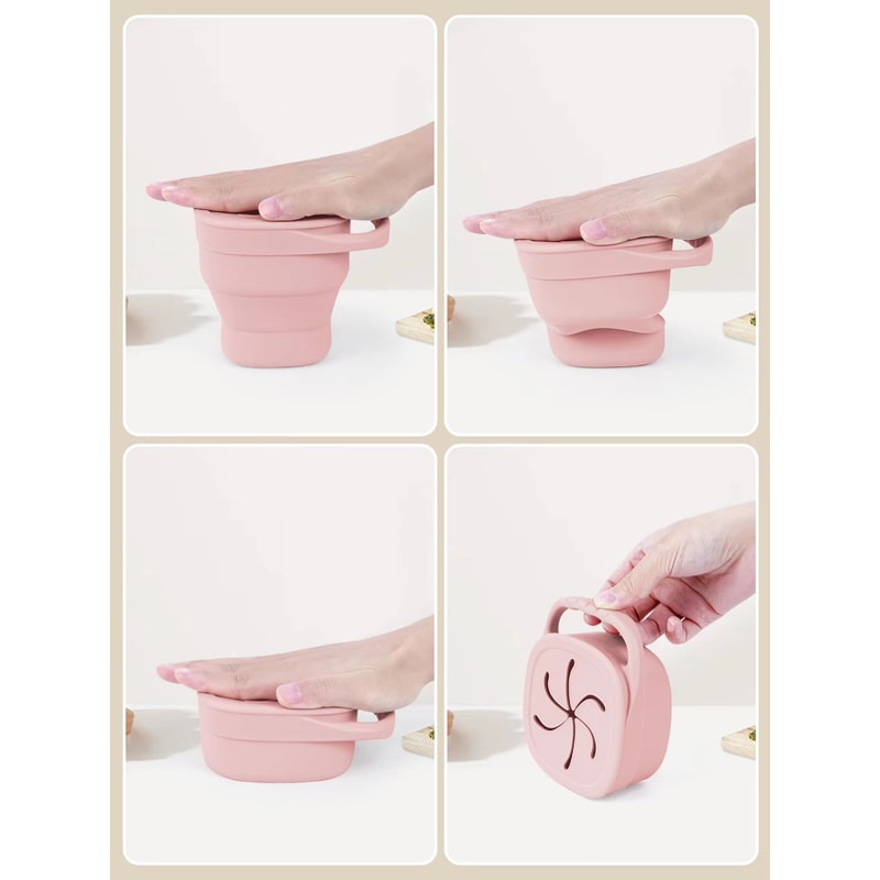 Portable Baby Silicone Snack Cup Soft Silicone Snack Box For Boys Girls 4