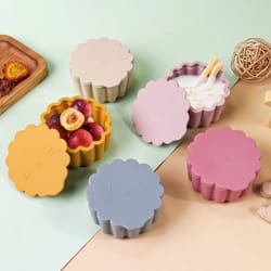 baby cartoon silicone snack cup portable food storage box with soft lid bpa free