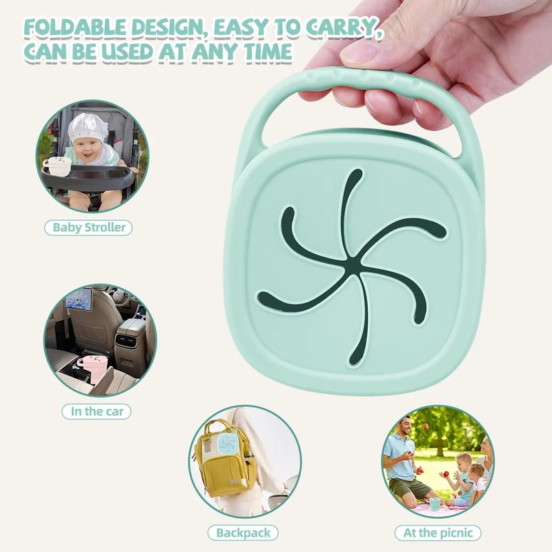 TYRY HU 4 Fl Oz Collapsible Silicone Toddler Snack Cups With Lids BPA Free Portable Food Storage 3