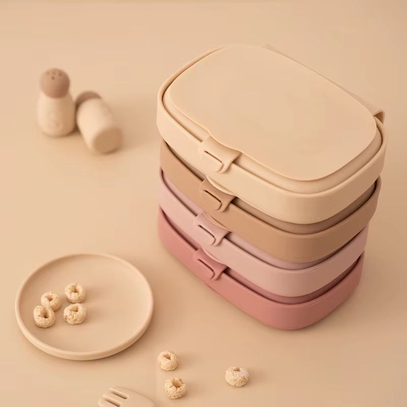 Foldable Silicone Lunch Box Leak Proof Toddler Food Container BPA Free Portable Bento With Lid 1