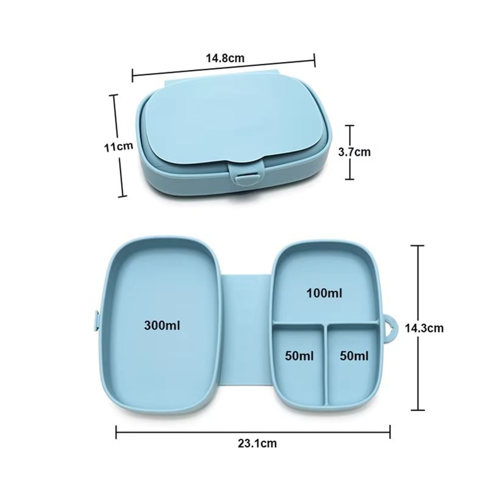 Foldable Silicone Lunch Box Leak Proof Toddler Food Container BPA Free Portable Bento With Lid 2