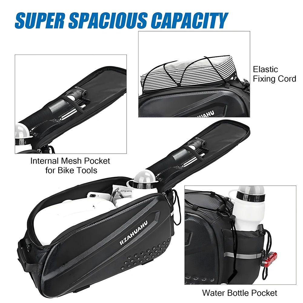 Large Capacity Waterproof Bike Rear Carrier Bag Foldable Trunk Pannier Basket Tote 2