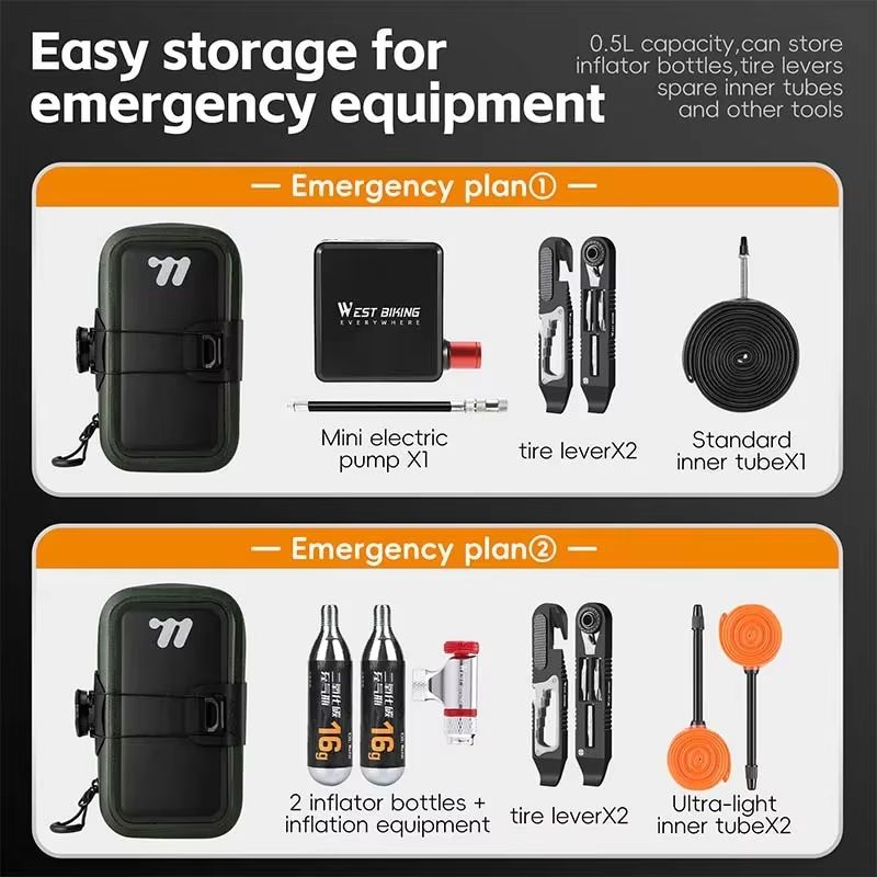 WEST BIKING 05L Waterproof Bike Saddle Bag Seamless TPU Under Seat Mini Tail Pouch 5