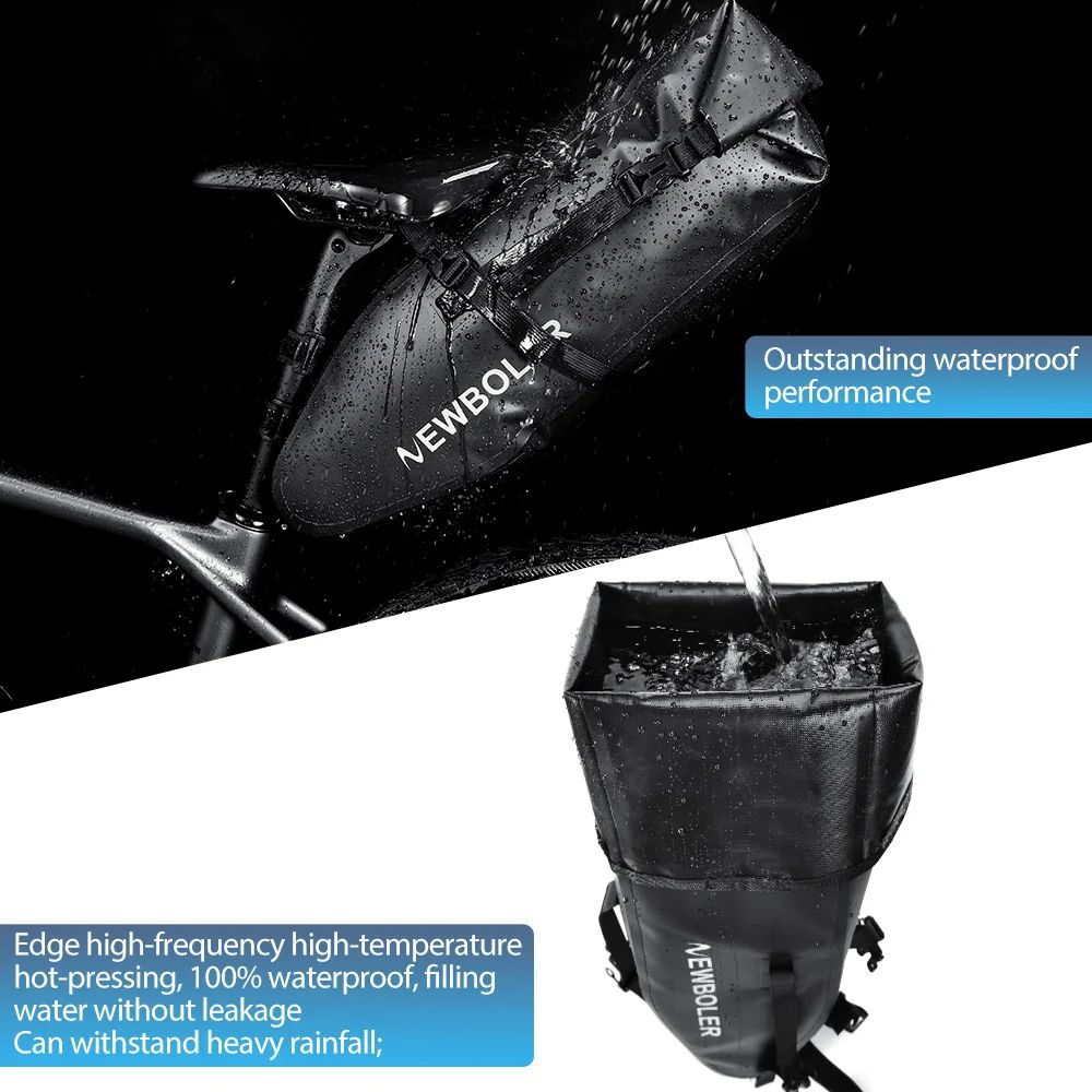 NEWBOLER 13L Waterproof Bike Saddle Bag Large Capacity Foldable Tail Luggage Pack 3