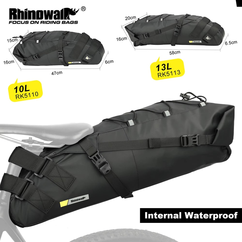 Rhinowalk Waterproof Bike Saddle Bag Reflective Foldable Rear Trunk 264gal 343gal 0