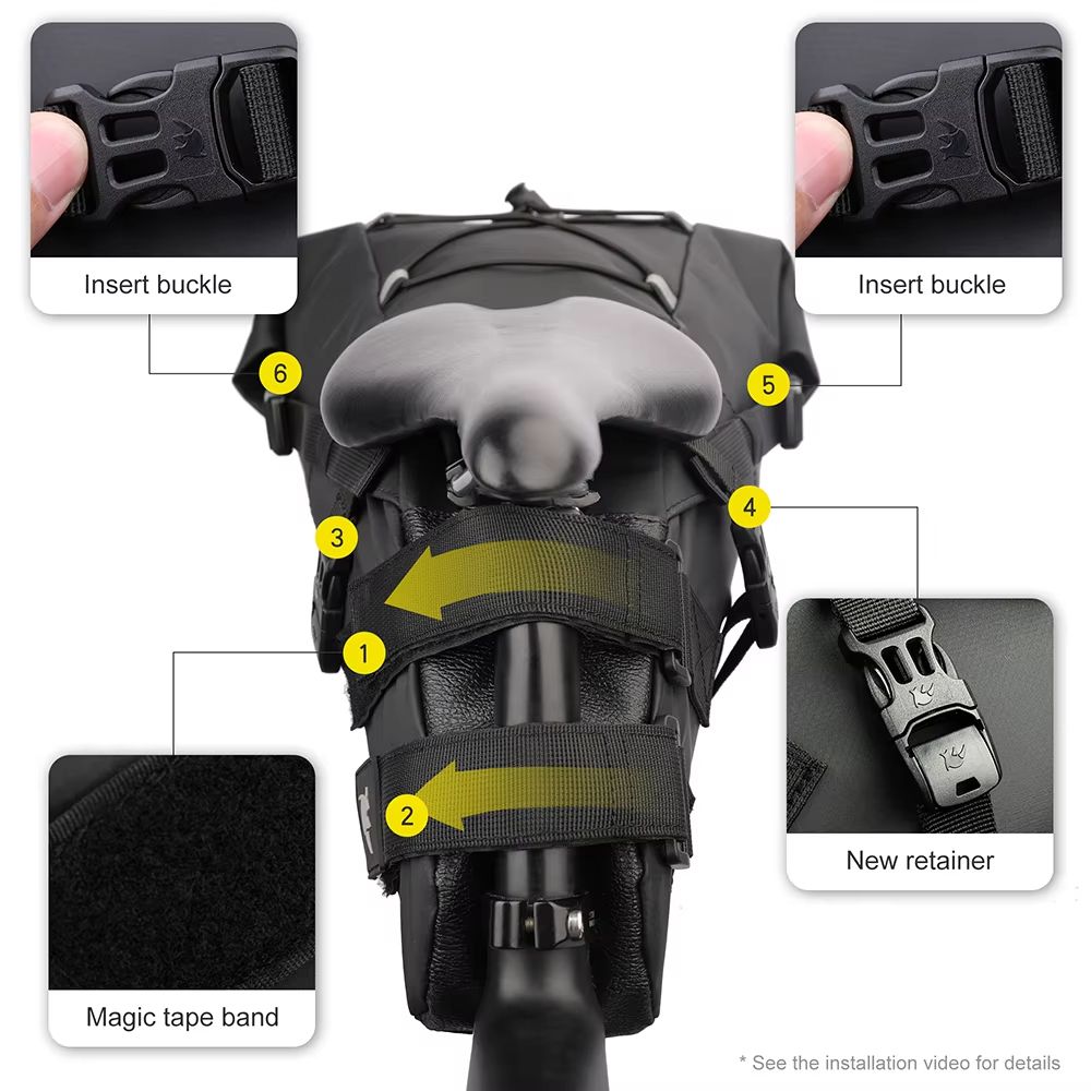 Rhinowalk Waterproof Bike Saddle Bag Reflective Foldable Rear Trunk 264gal 343gal 3