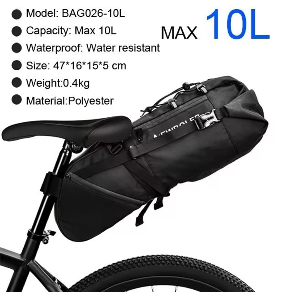 NEWBOLER 613L Waterproof Bike Saddle Bag Foldable Rear Seat Pack For MTB Road Bikepacking 6