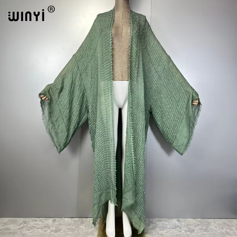 Luxury Sheer Beach Kimono Abaya Maxi Cover Up For Women 10