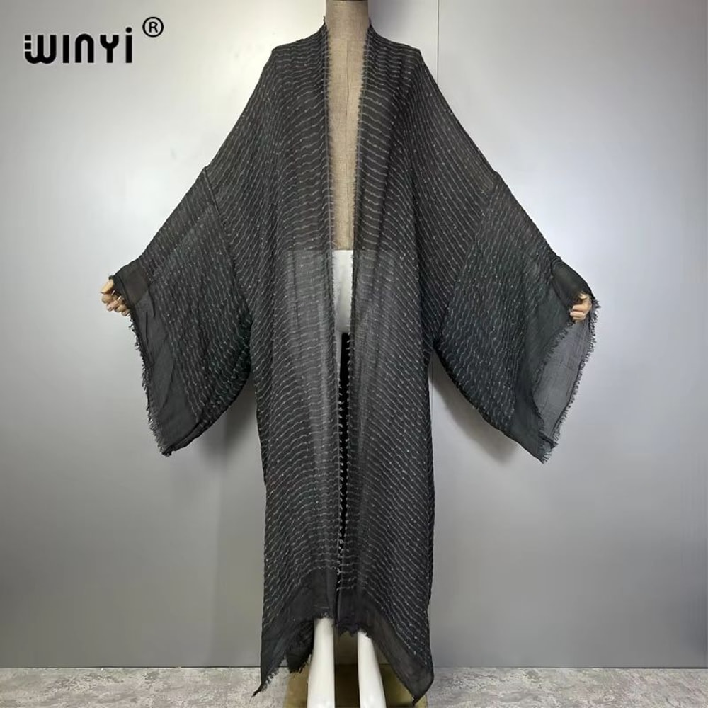 Luxury Sheer Beach Kimono Abaya Maxi Cover Up For Women 4