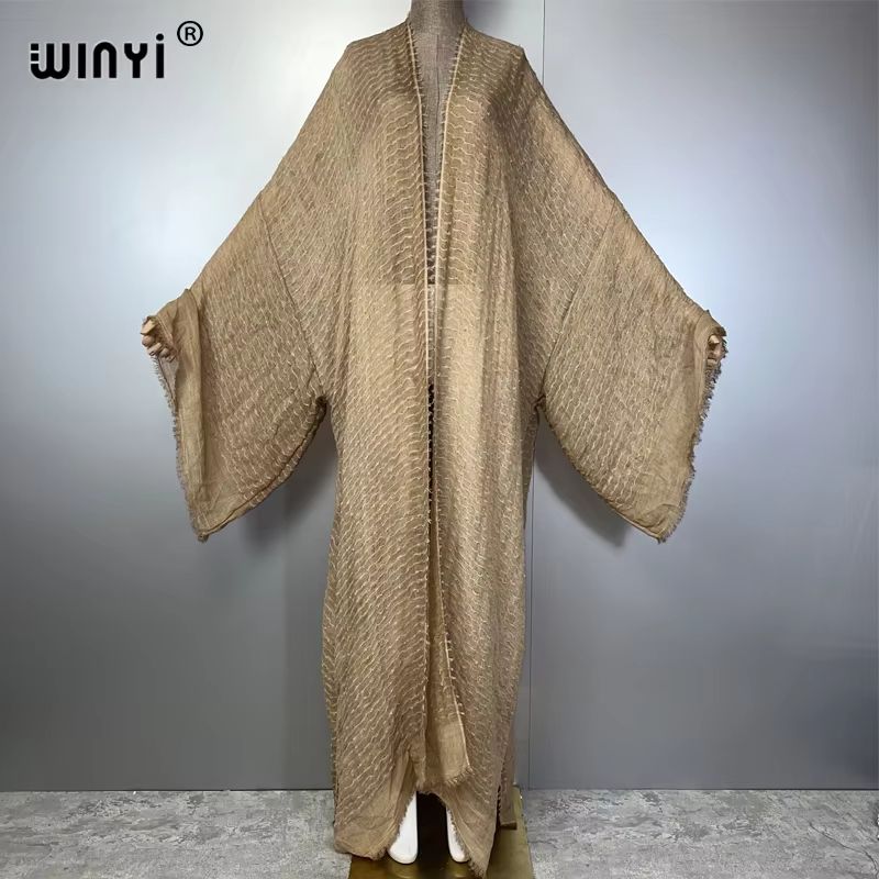 Luxury Sheer Beach Kimono Abaya Maxi Cover Up For Women 7