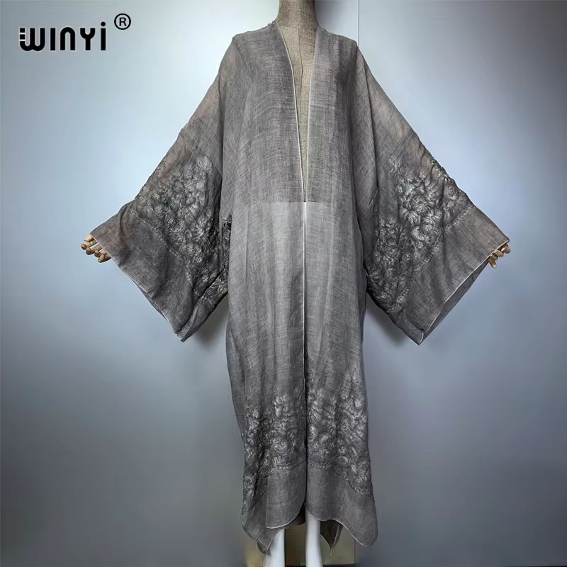 HandDyed Embroidered Beach Kimono Maxi Cover Up 7