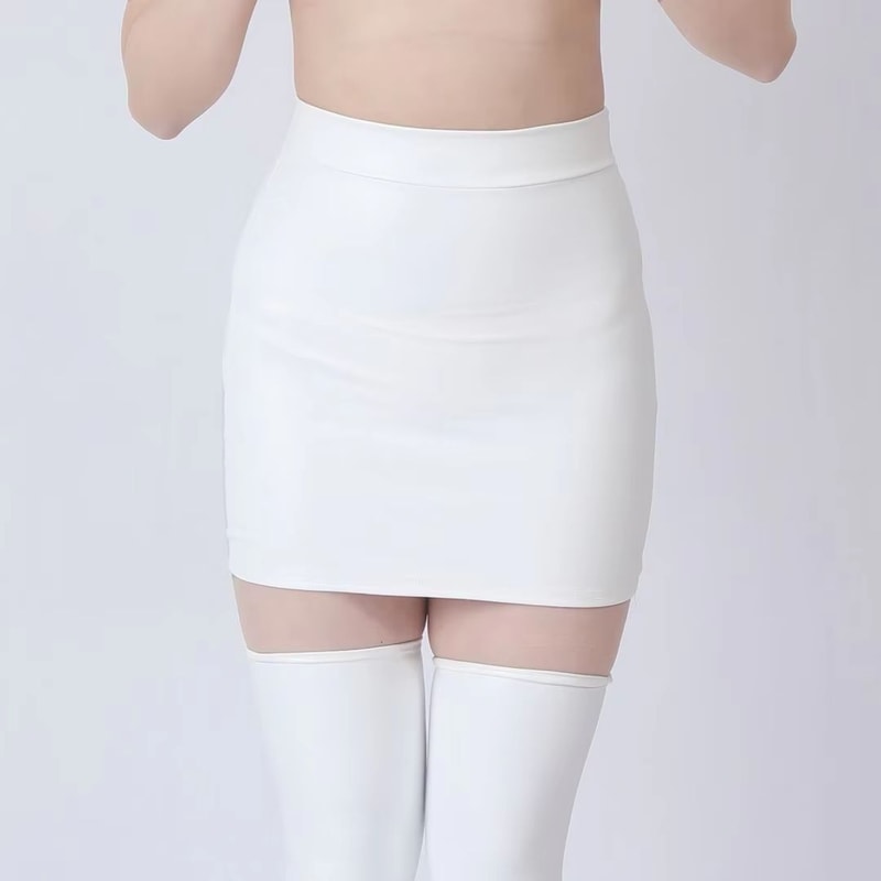 Elastic PU Mesh Hip Wrapping Mini Skirt For Women 5