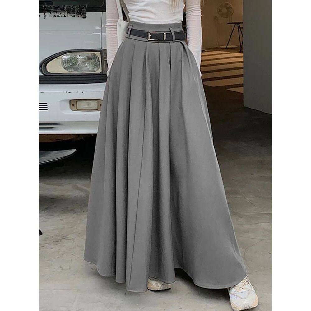 High Waist Pleated Maxi Skirt For Women 9