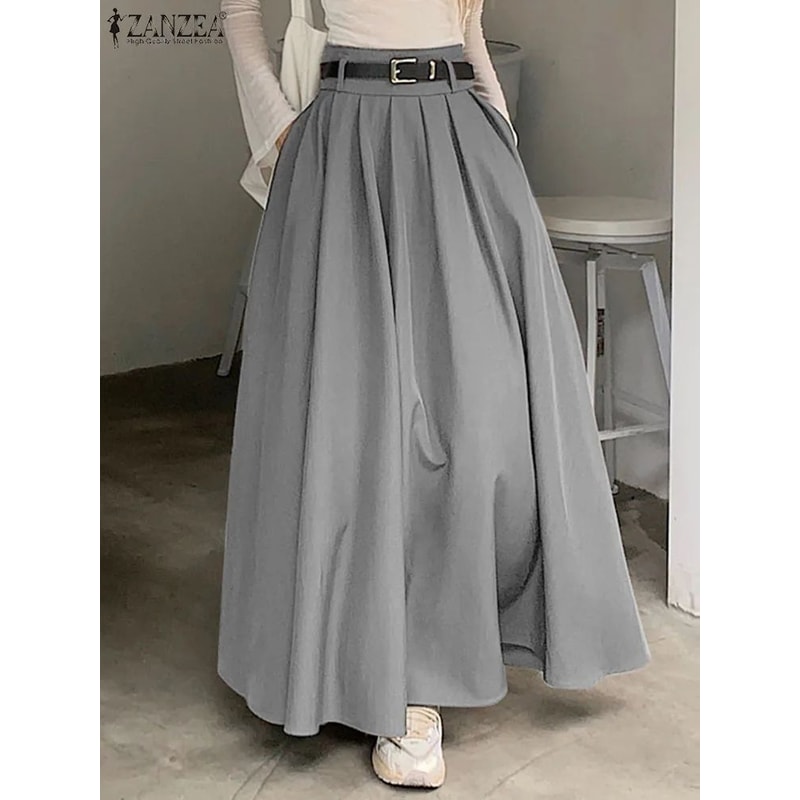 High Waist Pleated Maxi Skirt For Women 11