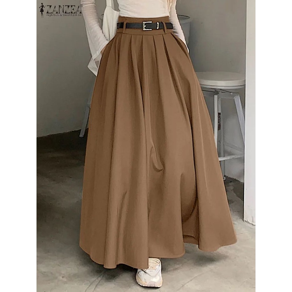 High Waist Pleated Maxi Skirt For Women 6