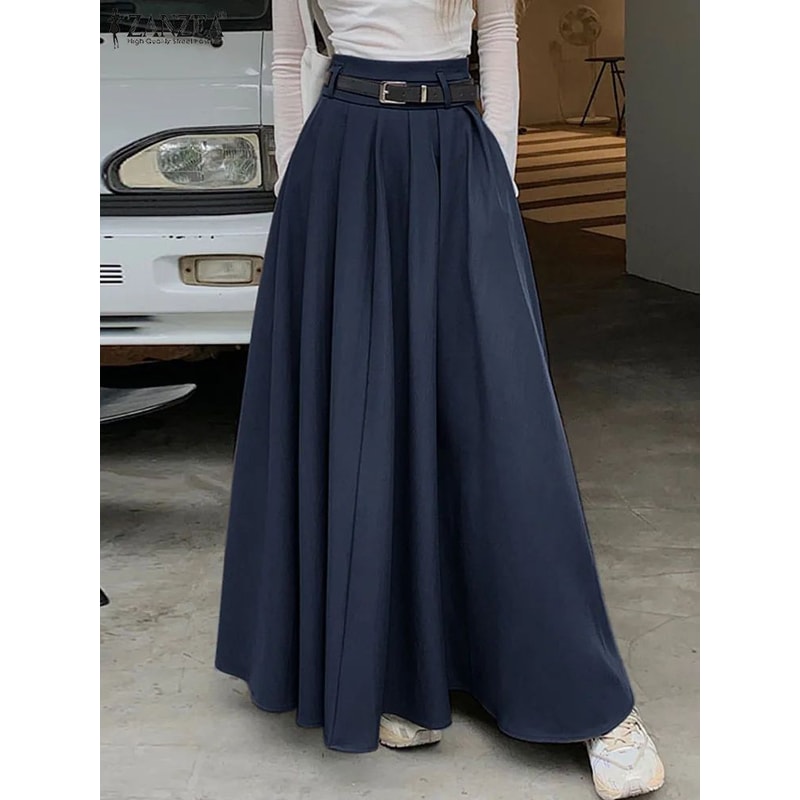 High Waist Pleated Maxi Skirt For Women 12