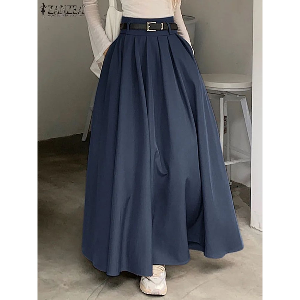 High Waist Pleated Maxi Skirt For Women 13