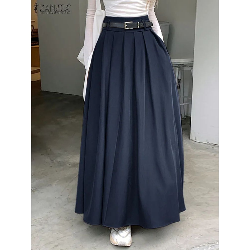 High Waist Pleated Maxi Skirt For Women 14