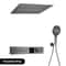 Gunmetal Brass LED Temperature Display Rainfall Waterfall Shower System 9
