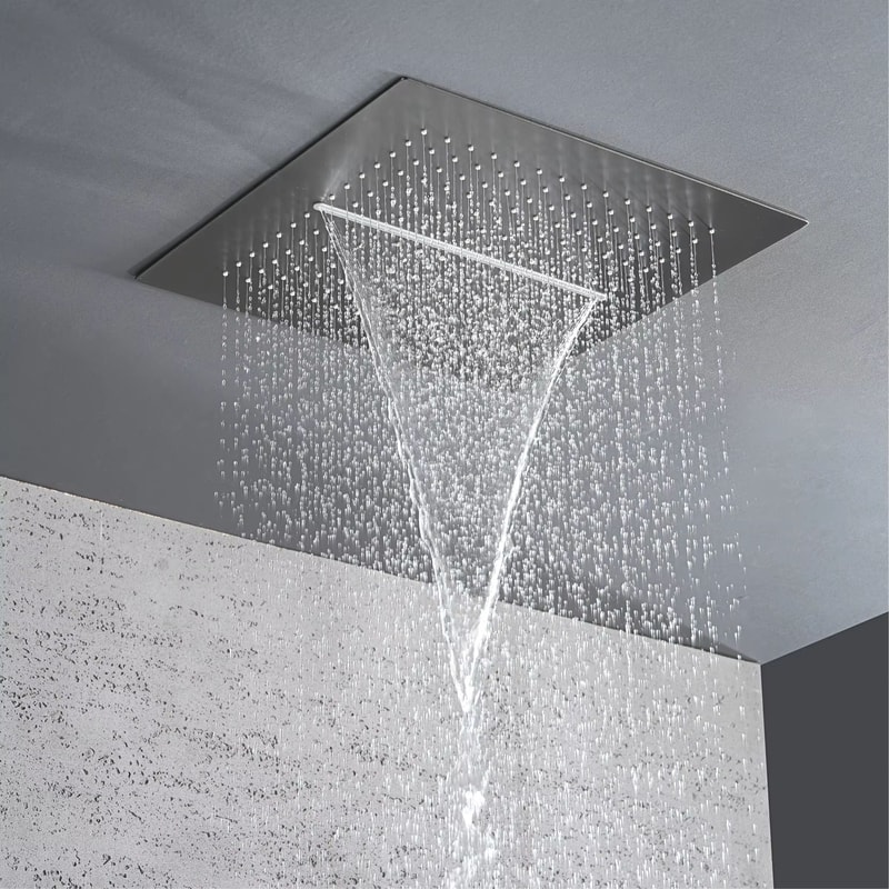 Gunmetal Brass LED Temperature Display Rainfall Waterfall Shower System 2