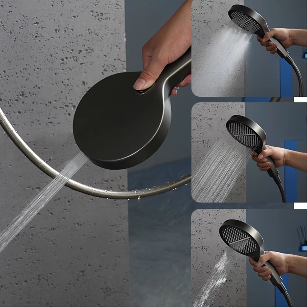 Gunmetal Brass LED Temperature Display Rainfall Waterfall Shower System 5