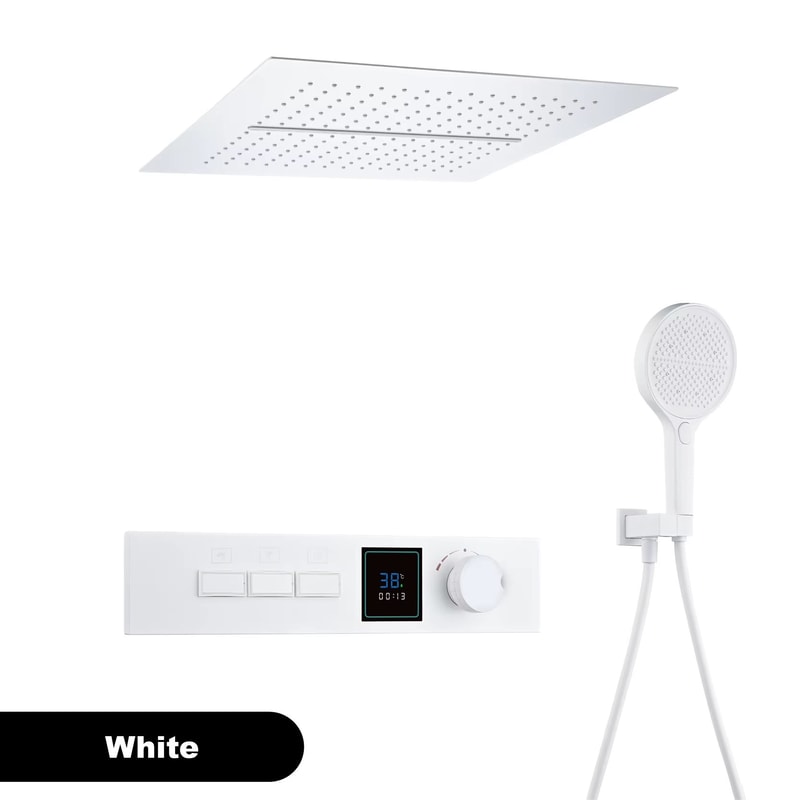 Gunmetal Brass LED Temperature Display Rainfall Waterfall Shower System 8