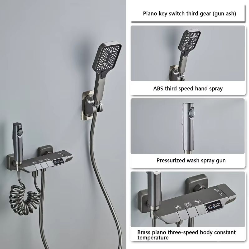 Grey Wall Mounted Digital Display Shower System Full Set 10