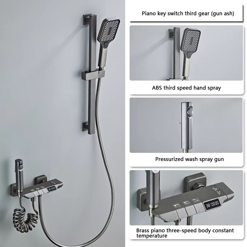 Grey Wall Mounted Digital Display Shower System Full Set 11