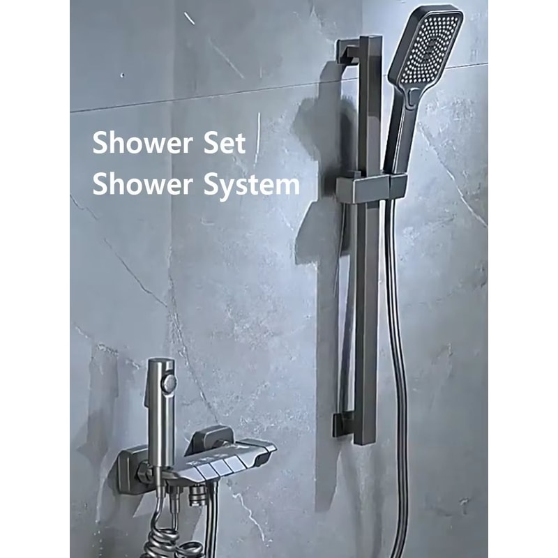 Grey Wall Mounted Digital Display Shower System Full Set 4