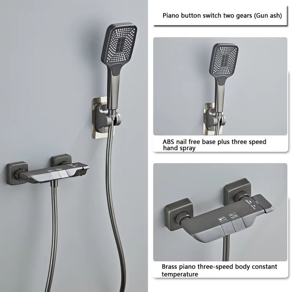 Grey Wall Mounted Digital Display Shower System Full Set 6