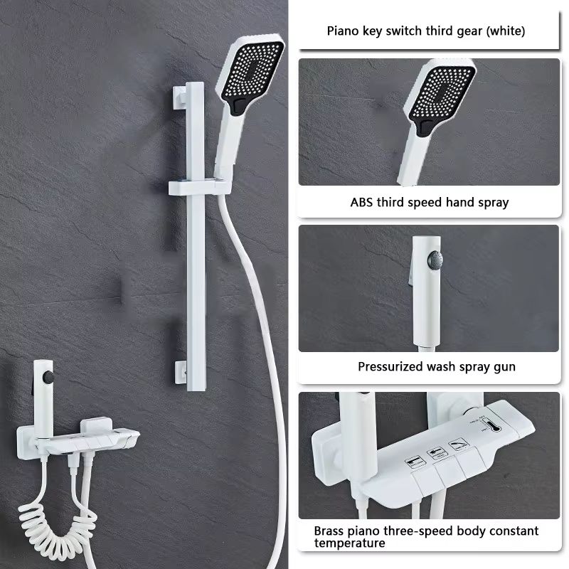 Gun Grey Digital Display Shower System With Piano Key Mixer 15
